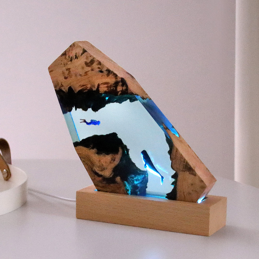 Resin Art Anniversary Gift - New Underwater Cave Whale Diver Home