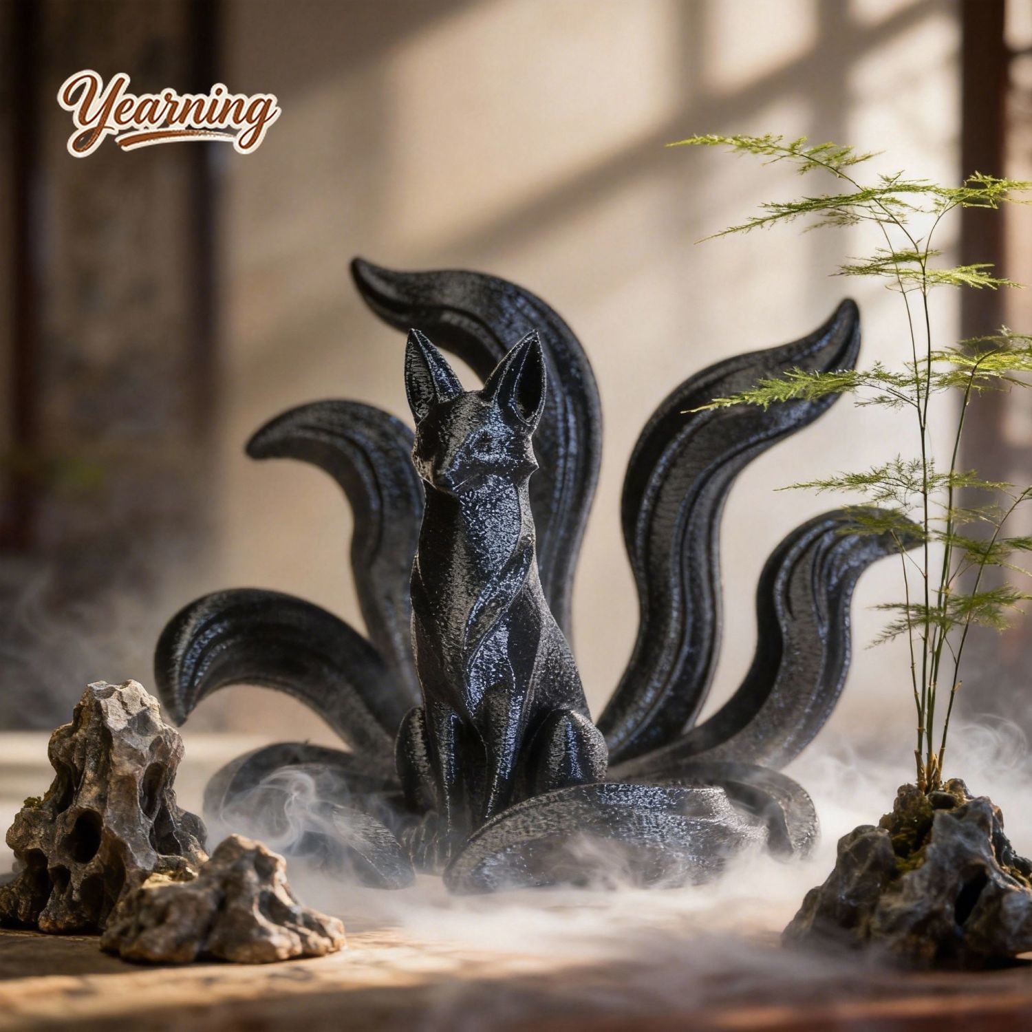 Resin Art Anniversary Gift - Minimalist Art Ornament Nine Tailed Fox