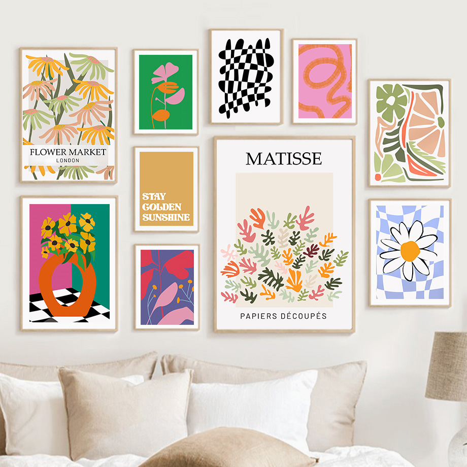 Resin Art Gallery - Abstract Matisse Flower Market Lines Leaf