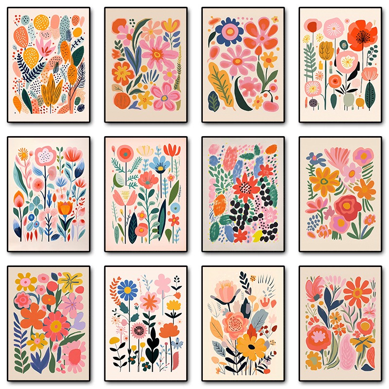 Resin Art Flower - Vintage Mid Century Floral Illustration Posters