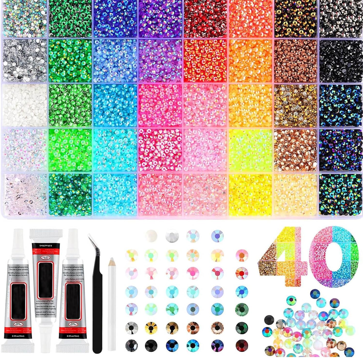 Resin Art Tool Kit - Colorful DIY Resin Rhinestone Kit Multicolor