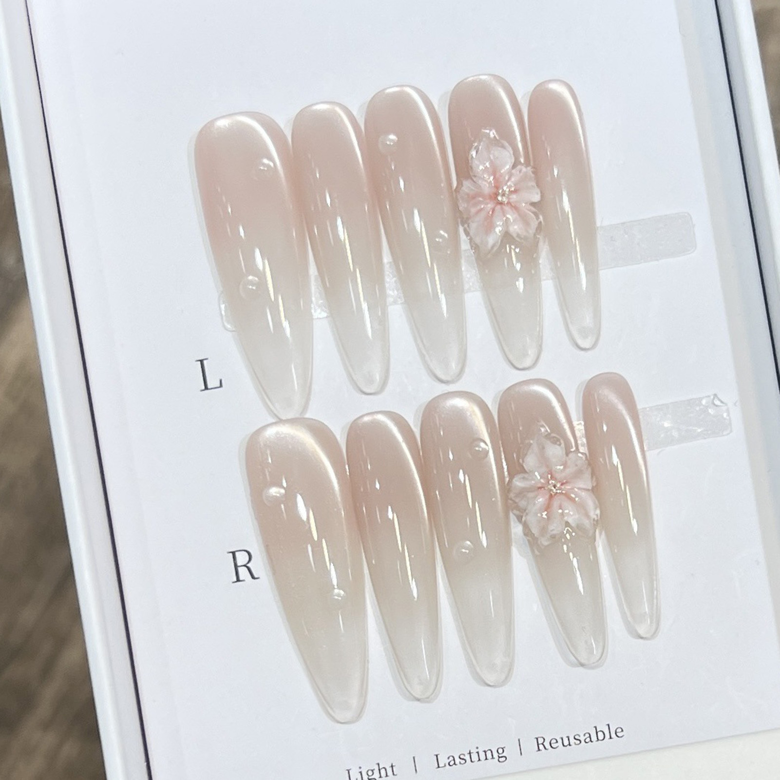 10pcs Long Almond Fake Nails T - Resin Art Flower review and price