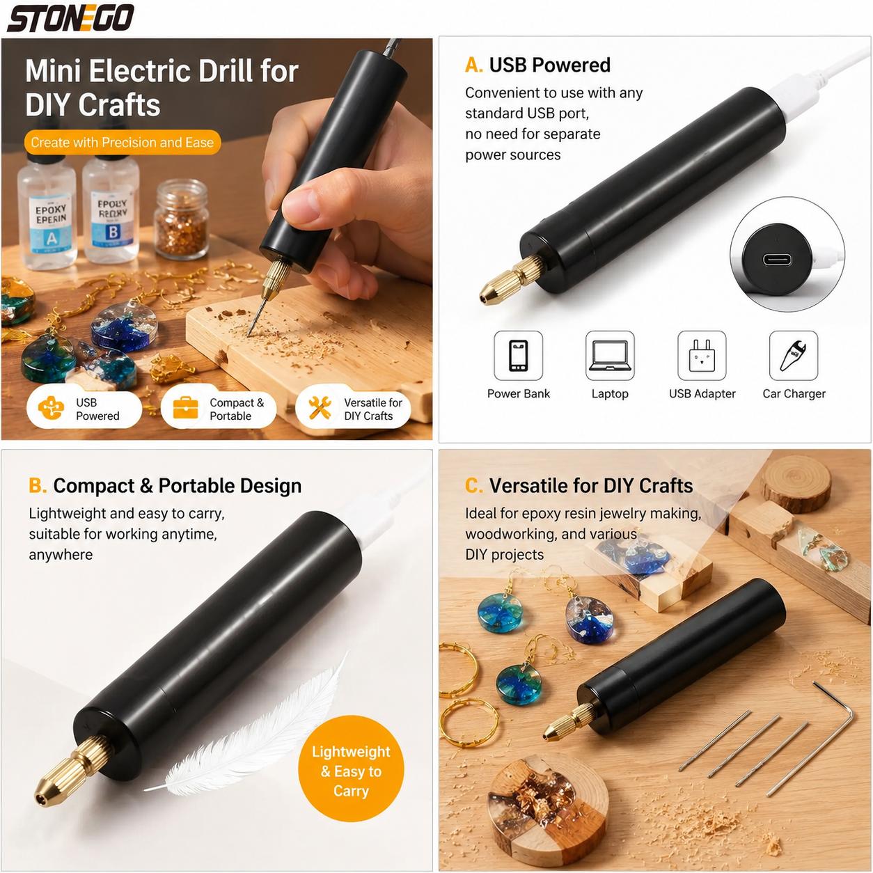 Mini USB Powered Electric Dril - Resin Art Tool Kit review and price