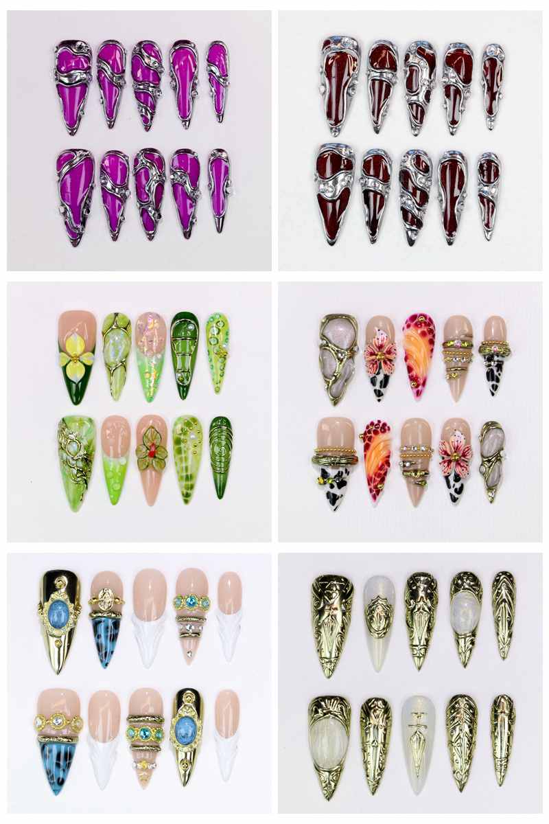 10Pcs Long Stiletto Press-On N - Resin Art Flower review and price