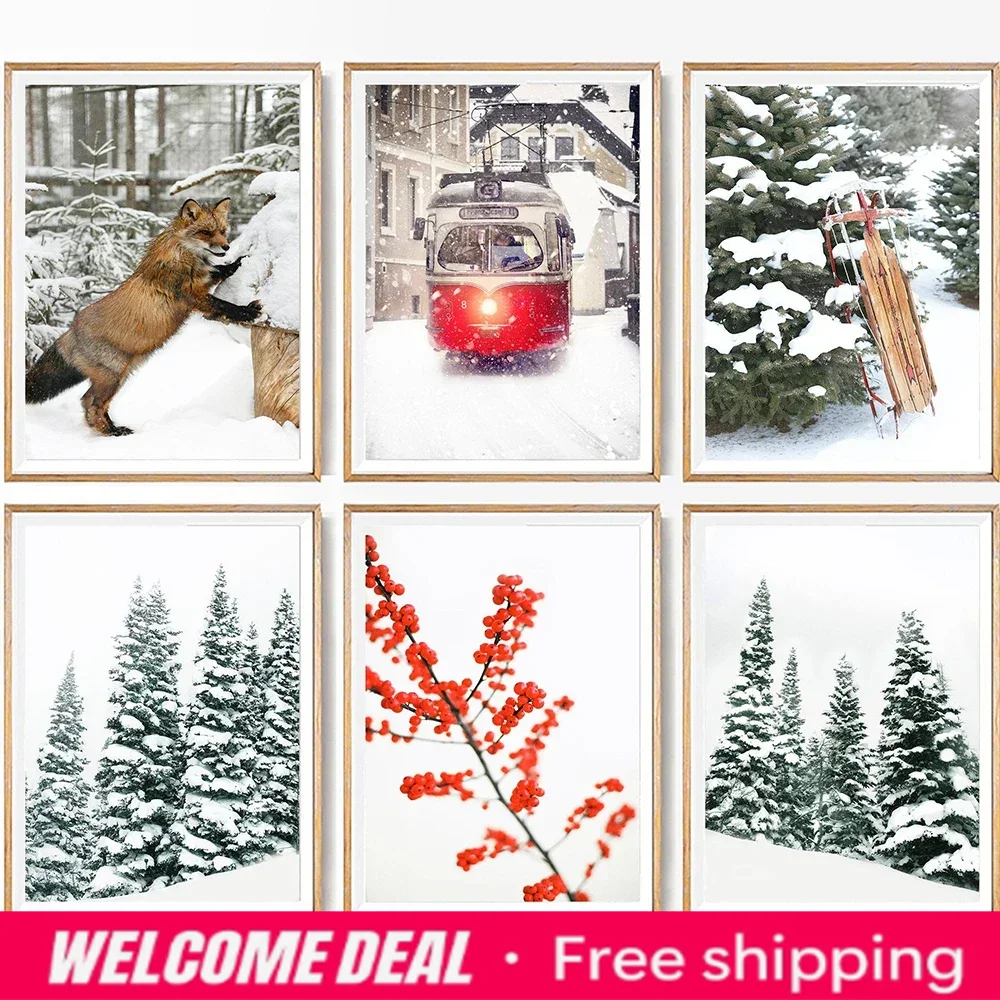 Winter Snow Scenery Fox Wall A - Resin Art Aesthetic review and price