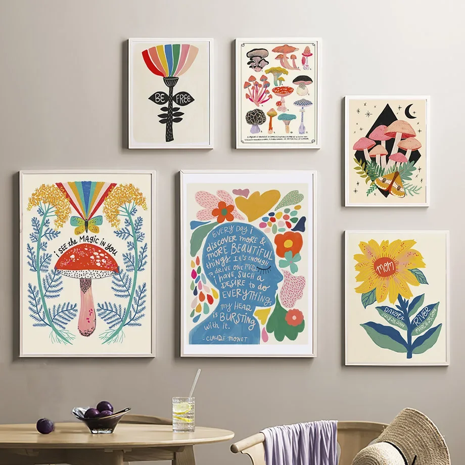 Boho Mushroom Butterfly Sunflo - Resin Art Quote review and price